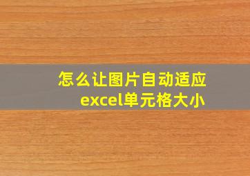 怎么让图片自动适应excel单元格大小