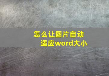 怎么让图片自动适应word大小