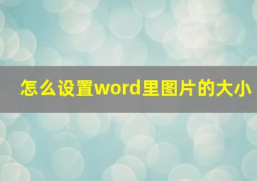 怎么设置word里图片的大小