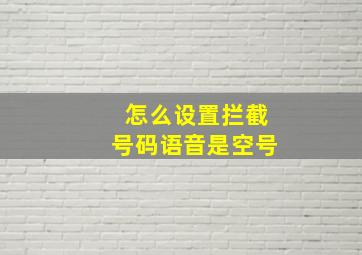 怎么设置拦截号码语音是空号