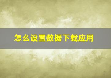 怎么设置数据下载应用