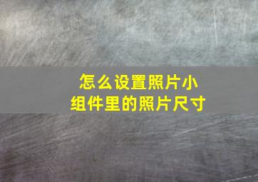 怎么设置照片小组件里的照片尺寸