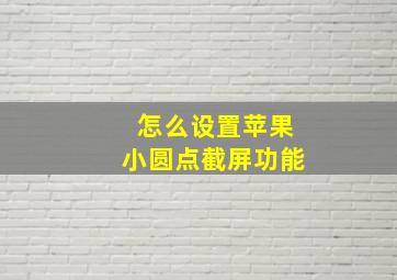 怎么设置苹果小圆点截屏功能