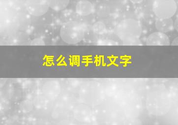 怎么调手机文字