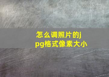 怎么调照片的jpg格式像素大小