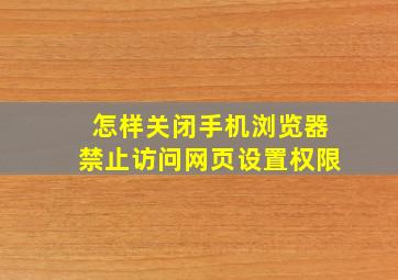 怎样关闭手机浏览器禁止访问网页设置权限