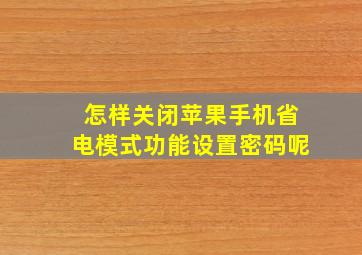 怎样关闭苹果手机省电模式功能设置密码呢