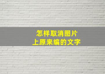 怎样取消图片上原来编的文字