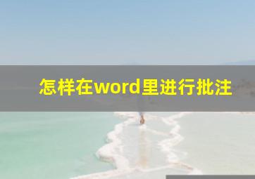 怎样在word里进行批注