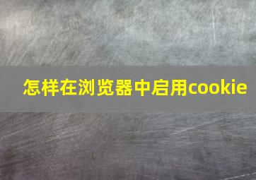 怎样在浏览器中启用cookie