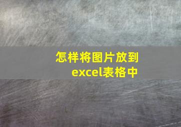 怎样将图片放到excel表格中