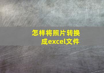 怎样将照片转换成excel文件