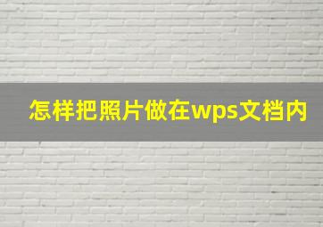 怎样把照片做在wps文档内