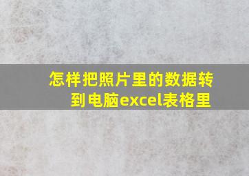 怎样把照片里的数据转到电脑excel表格里