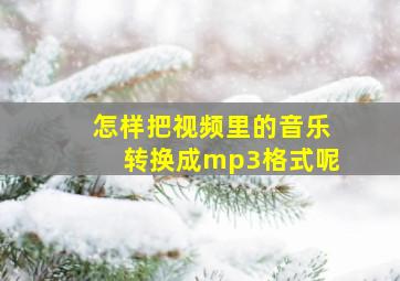 怎样把视频里的音乐转换成mp3格式呢