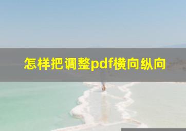 怎样把调整pdf横向纵向