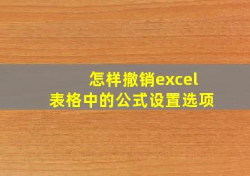 怎样撤销excel表格中的公式设置选项