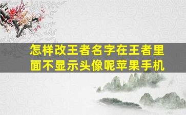 怎样改王者名字在王者里面不显示头像呢苹果手机