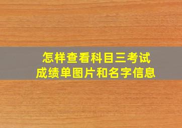 怎样查看科目三考试成绩单图片和名字信息