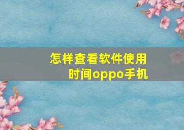 怎样查看软件使用时间oppo手机