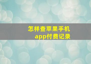 怎样查苹果手机app付费记录