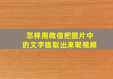 怎样用微信把图片中的文字提取出来呢视频