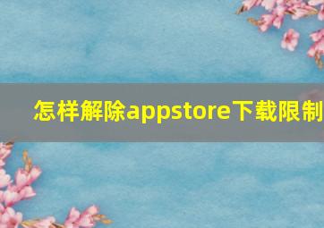 怎样解除appstore下载限制