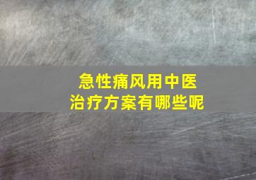 急性痛风用中医治疗方案有哪些呢