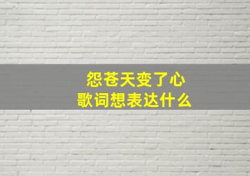 怨苍天变了心歌词想表达什么