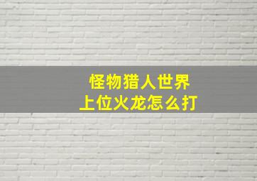 怪物猎人世界上位火龙怎么打