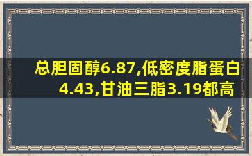 总胆固醇6.87,低密度脂蛋白4.43,甘油三脂3.19都高