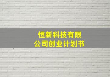 恒新科技有限公司创业计划书