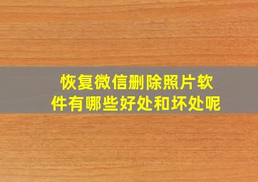 恢复微信删除照片软件有哪些好处和坏处呢