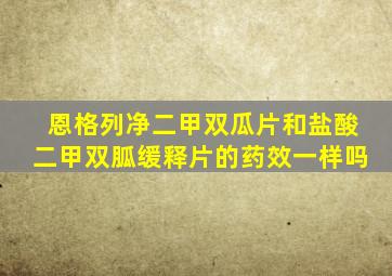 恩格列净二甲双瓜片和盐酸二甲双胍缓释片的药效一样吗