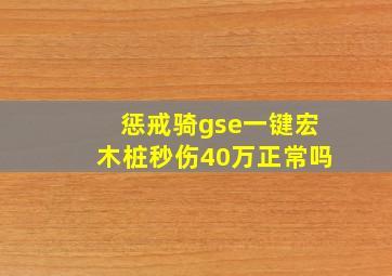 惩戒骑gse一键宏木桩秒伤40万正常吗