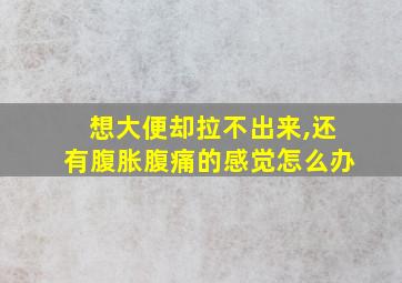 想大便却拉不出来,还有腹胀腹痛的感觉怎么办