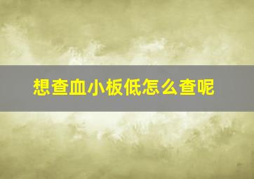 想查血小板低怎么查呢