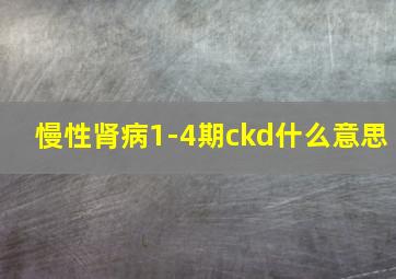 慢性肾病1-4期ckd什么意思