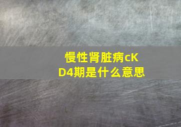 慢性肾脏病cKD4期是什么意思