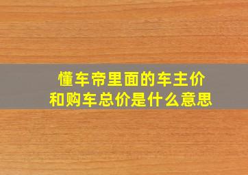 懂车帝里面的车主价和购车总价是什么意思