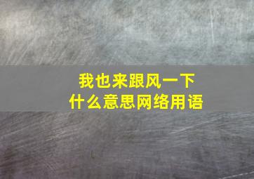 我也来跟风一下什么意思网络用语