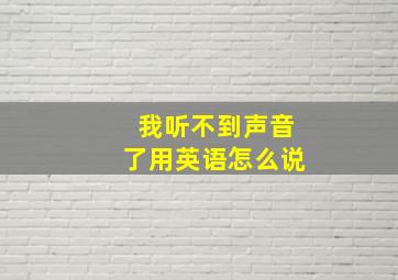 我听不到声音了用英语怎么说