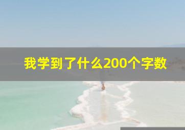 我学到了什么200个字数