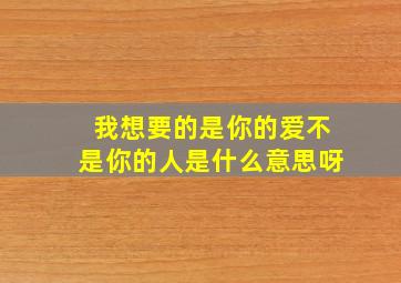 我想要的是你的爱不是你的人是什么意思呀