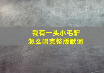 我有一头小毛驴怎么唱完整版歌词