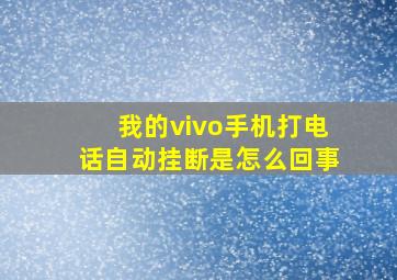 我的vivo手机打电话自动挂断是怎么回事