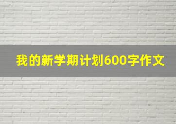 我的新学期计划600字作文