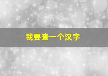 我要查一个汉字