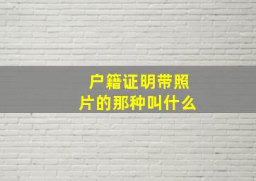 户籍证明带照片的那种叫什么