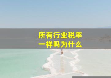 所有行业税率一样吗为什么